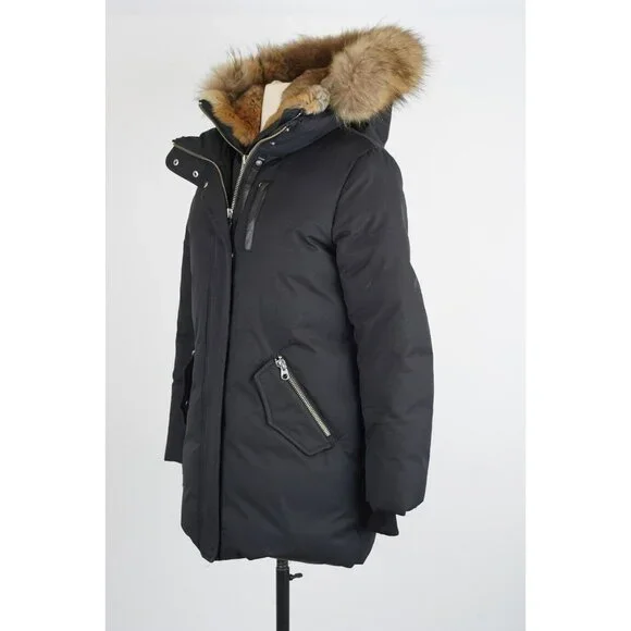 Mackage Marla Leather-Trim Down Coat in Black SZ Small Petite